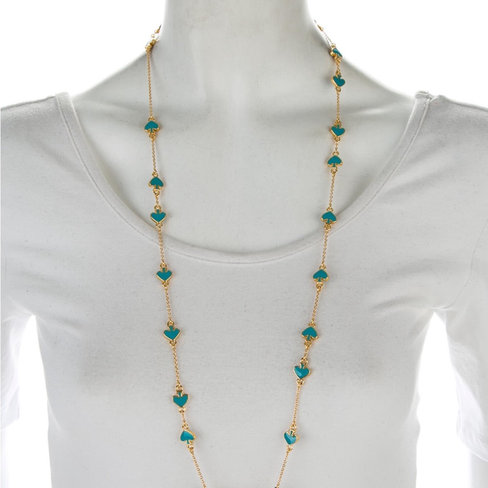 Kate Spade ♠️ Gold Chain Necklace with Turquoise Spades ♠️